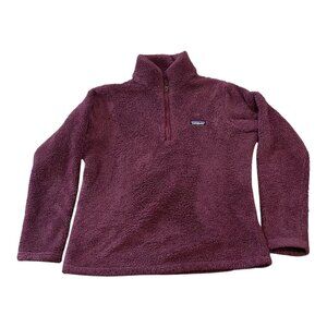 Patagonia Los Gatos Pullover Womens L Retro Pile Sherpa 1/4 Zip Cozy Plum Maroon